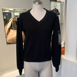NEW NY 77 DESIGN plaid waffle sweater in black multi